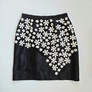 Fleurette by Fleur Wood Black 3D Floral Applique Skirt Size 6